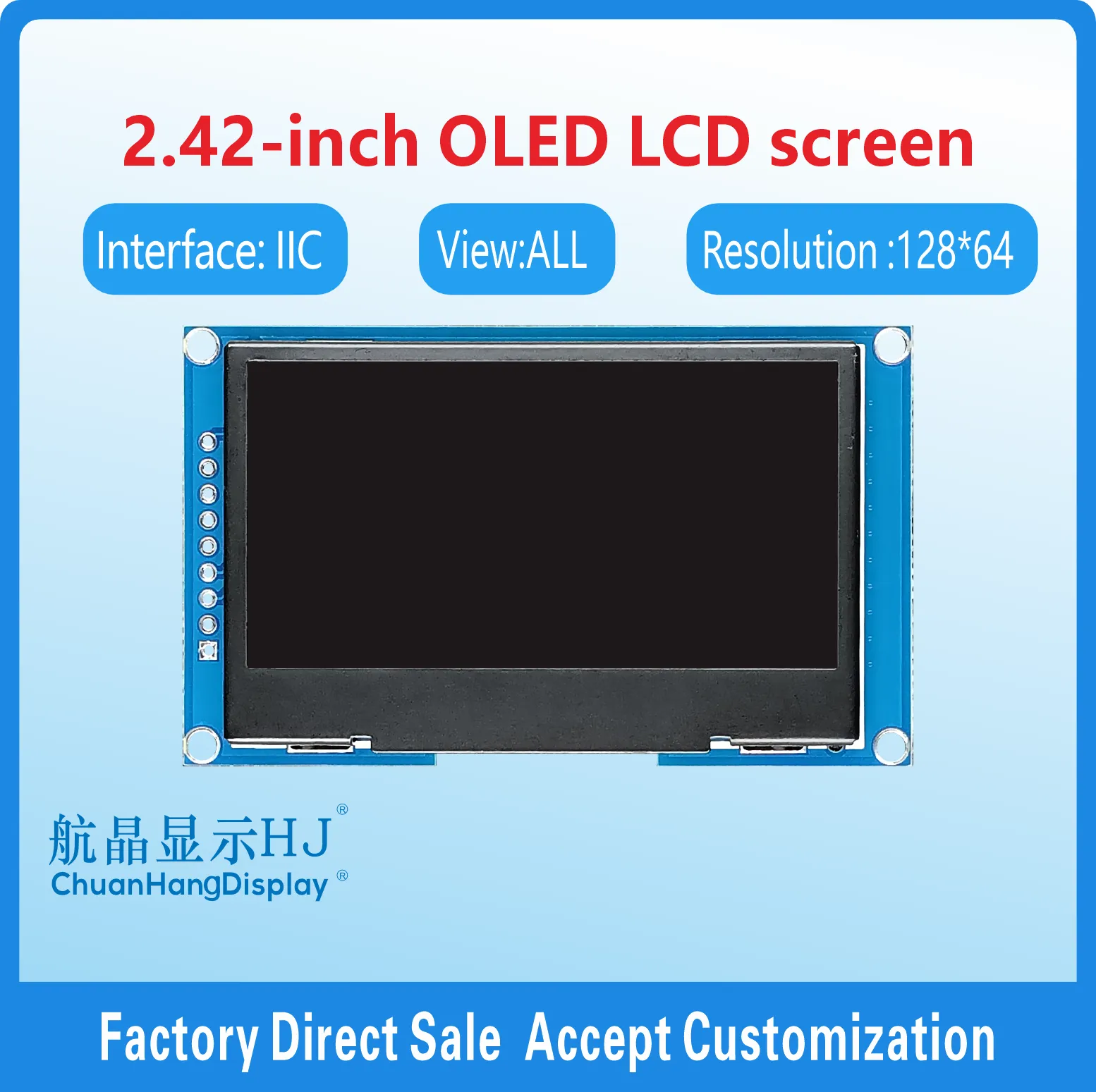 OLED de 2.42 pulgadas 128x64