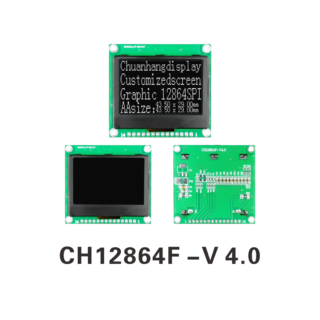 CH12864F-V4.0 Avec cadre en fer 12864 module LCD