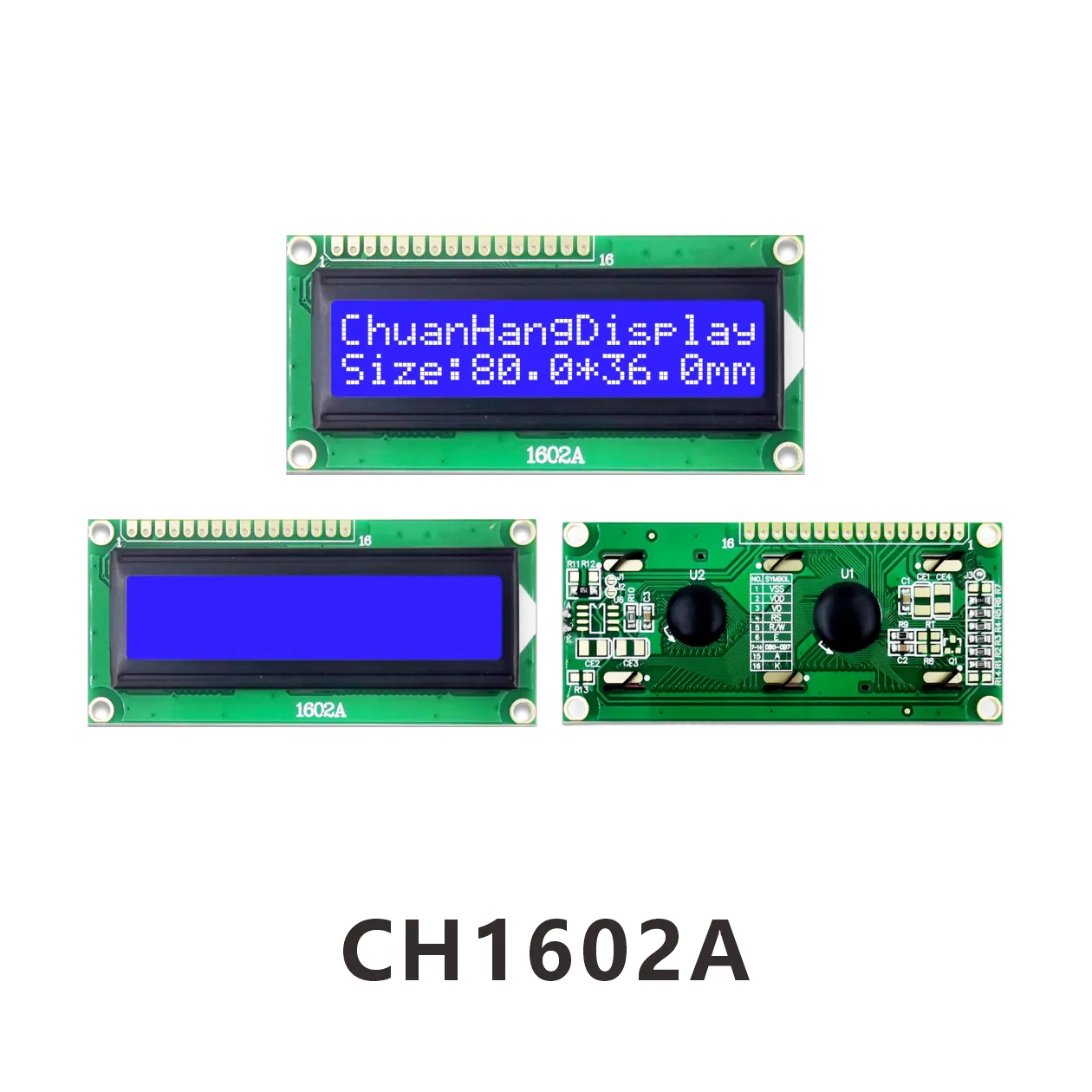 CH1602A  &eacute;cran LCD 16x2