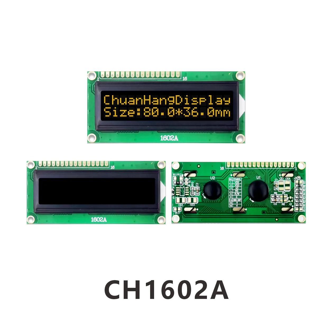 CH1602A  &eacute;cran LCD 16x2