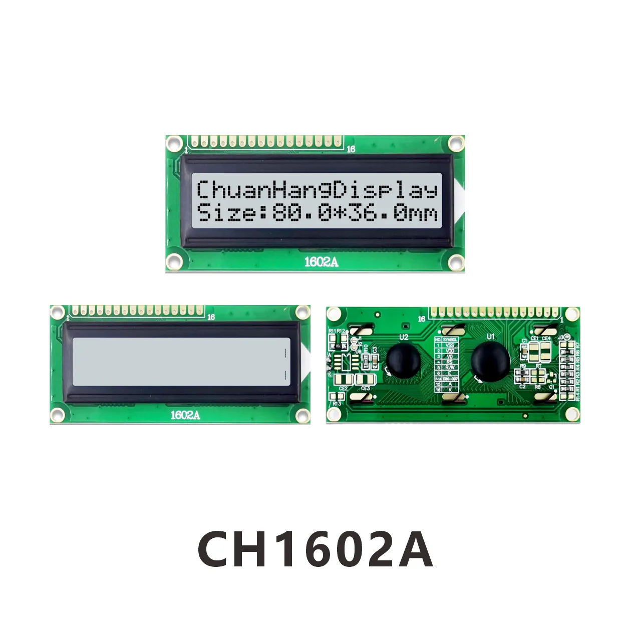 CH1602A  16x2 LCD-Anzeige