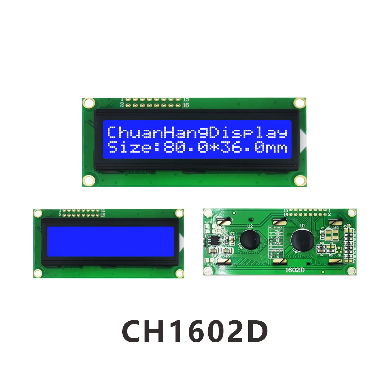 CH1602D écran lcd 16x2 fiche technique