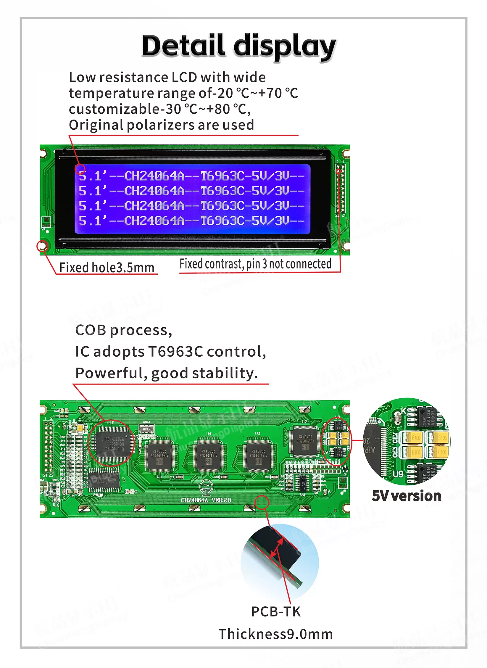 CH24064A 240x64 Affichage LCD T6963C/UC6963 IC